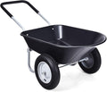 Goplus Dual Wheel Wheelbarrow, Heavy Duty Garden Cart, 330 lbs Capacity Utility Cart with Two 13 inches Pneumatic Tires for Outdoor Lawn Yard Farm Ranch Black