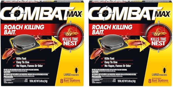 Combat Source Kill Max R2 Large Roach Bait, 8 Count (Pack of 2), Black
