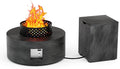 Wood Grain 30'' Patio Fire Pit Table Round, Propane Gas Fire Table 50,001 BTU, Outdoor Firepit & Fireplace for Patio, Black
