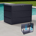 Quictent Deck Box Outdoor 150 Gallon, Easy Assemble Metal Storage Box,Lockable Waterproof Storage Cabinet for Patio Furniture Cushions, Throw Pillows, Garden Tools and Pool Toy,Gray