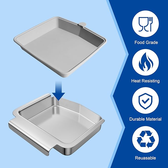 62006 Drip Pan for Napoleon TravelQ 285 Sreies TravelQ PRO285-BK Q285X-RD-1-A PRO285X-BK TQ285-BL-1 TQ240-BL Grill Parts Silicone Cup Liners/ Stainless Steel Grease Catcher for Napoleon 2 Burner Grill