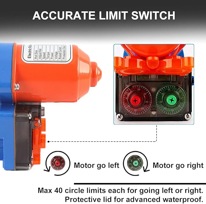 UYGALAXY Greenhouse Roll Up Motors with Limit Switch (2 Packs) + Automated Timer Controller Transformer Electric Box (AC110V to DC24V) for Top Greenhouses Ventilation, Automatic Venting Kit