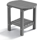 PASAMIC 2-Tier Adirondack Oval Outdoor Side Table, HDPE Small Outdoor Table, Patio End Table for Patio, Backyard, Weather-Resistant (Grey)