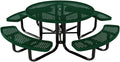 COATEDOUTDOORFURNITURE Heavy-Duty Portable Outdoor Kids Table with Umbrella Hole, Punched Steel Kids Picnic Table, Commercial-Grade, Made in America (46 in, Round, Childrens, Green)