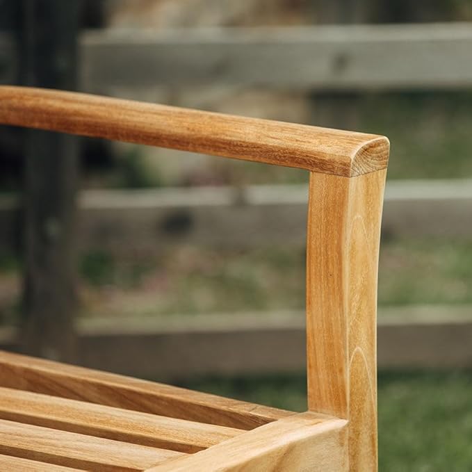 TITAN GREAT OUTDOORS Ash & Ember Sage Grade A Teak Classic Stacking Armchairs, Weather Resistant Premium Solid Wood Patio Lounge Chair with Intricate Back Support (4 Pack)