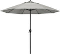 California Umbrella 9' Rd Aluminum Patio Umbrella, Crank Lift, Auto Tilt, Black Finish, Sunbrella Granite