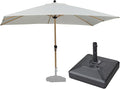 PURPLE LEAF 9' x 11.5' Patio Umbrella with Base Outdoor Umbrella Market Umbrella with Crank & 8 Ribs Aluminum Rectangular Table Umbrella Outdoor Patio for Backyard, Cream