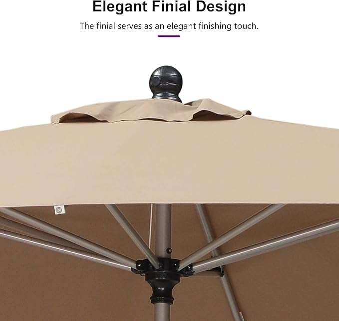 PURPLE LEAF 6' x 6' Square Patio Umbrella with Tilt Adjustment, Outdoor Table Umbrella Champagne Aluminum Frame, Market Umbrella Pool Umbrella for Deck Garden, Patio, or Poolside