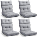 EAGLE PEAK Tufted Outdoor/Indoor High Back Patio Chair Cushions, Set of 4, 46'' x 22'', Light Gray
