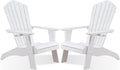Psilvam Adirondack Chair, Oversized Poly Lumber Fire Pit Chair with Cup Holder, 350Lbs Support Patio Chairs for Garden, Weather Resistant Outdoors Seating, Relaxing Gift for Father & Mother (2,White)