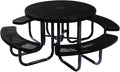 COATEDOUTDOORFURNITURE Heavy-Duty Portable Outdoor Picnic Table with Umbrella Hole, Punched Steel Commercial-Grade Patio Dining Furniture Made in America (46" Round Top, Textured Black)