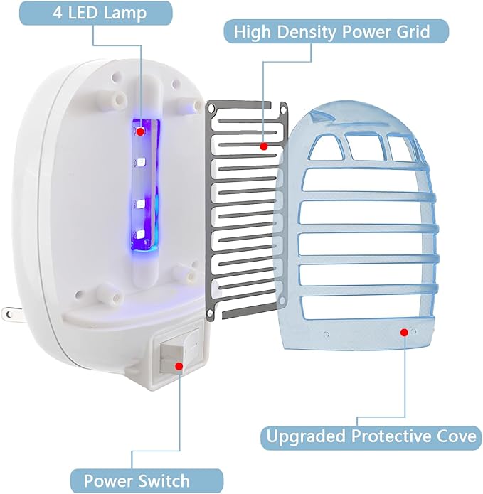 Bug Zapper Indoor,Fly Traps,Flying Insects,Electronic Insect Killer Fly Insect Trap Plug-in Mosquitoes Killer Mosquito Zapper with Blue Lights for Living Room,Kitchen,Bedroom,Office (2Packs)