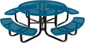 COATEDOUTDOORFURNITURE Heavy-Duty Portable Outdoor Kids Table with Umbrella Hole, Punched Steel Kids Picnic Table, Commercial-Grade, Made in America (46 in, Round, Childrens, Light Blue)
