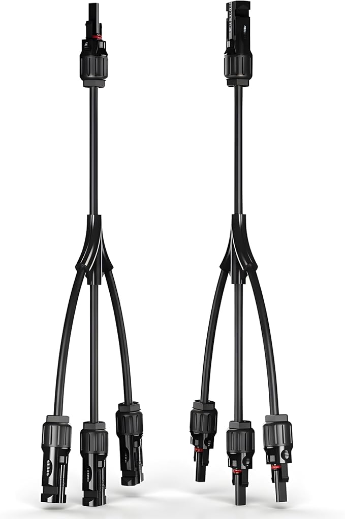 XYRIS Solar Panel Connectors - 3 to 1 Y Branch Parallel Adapter Cable Wire Plug Tool Kit for Solar Panel 1 Pair (M/FFF+F/MMM)