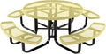 COATEDOUTDOORFURNITURE Heavy-Duty Portable Outdoor Kids Table with Umbrella Hole, Expanded Metal Kids Picnic Table, Commercial-Grade, Made in America (46 in, Round, Childrens, Textured Sandstone)