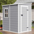 CDCASA 5x4 FT Resin Storage Shed, Waterproof Outdoor Sheds with Floor & Window & Lockable Door Included, Outside Plastic Tool Sheds for Garden, Patio, Backyard, Lawn, Light Gray