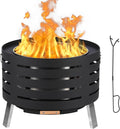 GarveeLife 26 in Smokeless Fire Pit with Removable Ash Pan, Wood Burning Firepit Table with Fire Poker,Smokeless Outdoor Fireplace with Carrying Bag, Outdoor Fire Pits for Bbq, Table, Bonfire, Camping