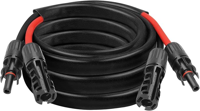8AWG Solar Cable - 10FT Solar Panel Extension Cord 8 Gauge PV Wire with Flame Retardant Protective Sleeving Female & Male Waterproof Connector for RV, Photovoltaic Systems, Solar Panels (10 Feet)