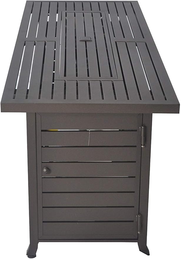 57 in Propane Fire Pit Table, 50000BTU, Retangular Outdoor Gas Fire Pit Table, Firepit Table with Lid & Wind Guard, for Garden Backyard Deck Patio Camping Party