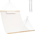 Lazy Daze Hammocks 12 FT Sunbrella Quilted Hammock Double Hammock with Hardwood Spreader Bar, for Patio Outdoor Outside All Weather, 450 lbs Capacity, Cream