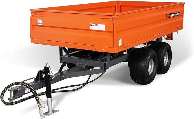 2-Ton Capacity Hydraulic Dumping Heavy-Duty Dump Dumper Cart Agricultural Farm Trailer Cart Mechanical Trailer with Tail Light, Model DT4X8