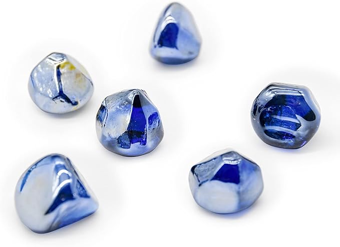 GasSaf 20-Pound 1 inch Diamonds Fire Glass for Gas or Propane Fire Pit Fireplace & Landscaping (Cobalt Blue Luster)