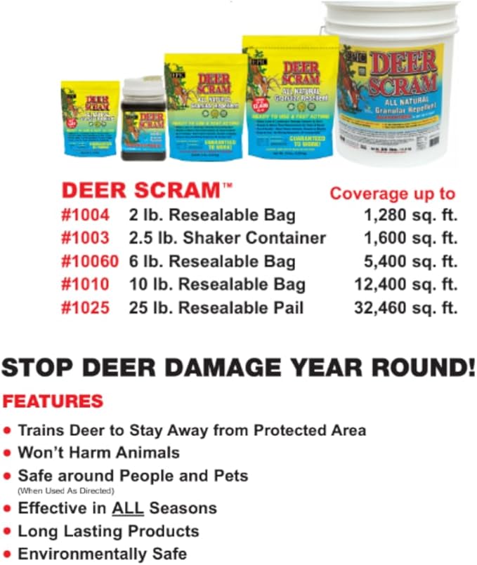 Epic REPELLENTS Deer Scram All Natural Granular Repellent - All-Natural, Animal, People and Pet Safe Granule (10 lb Bag)