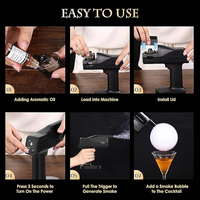 EAEX Drinks Bubble Smoker, Includes Aromas and Edible Bubbles, for Cocktails and Enhancing The Flavour of Food, Bar/Home Use (1S Pro)