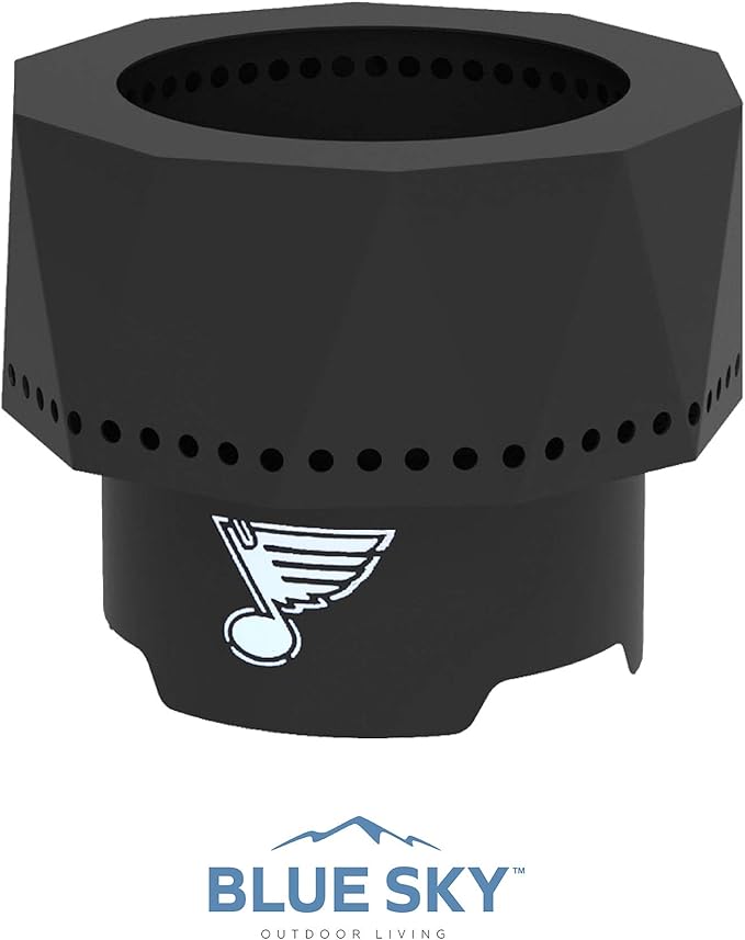 Blue Sky Outdoor Living NHL Edmonton Oilers Ridge Portable Steel Smokeless Fire Pit with Carrying Bag & Spark Screen Kit, Firewood & Wood Pellet