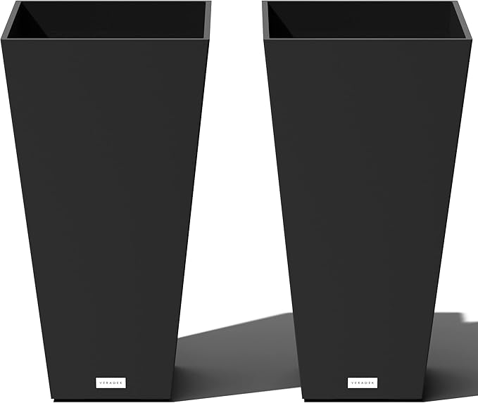 Veradek V-Resin Indoor/Outdoor Taper Planter, 2-Pack (26 inch, Black)
