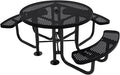 COATEDOUTDOORFURNITURE Heavy-Duty Portable Outdoor Picnic Table with Umbrella Hole, Punched Steel Patio Dining Furniture Made in America (46" Round Top, Black)