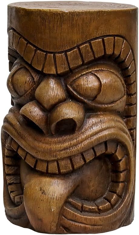 SKYFIRE Outdoor Decorative Sculpture - The Grande Tiki God Kanaloa Teeth Indoor Ornamental Outdoor Table Statues for Garden, Patio, Backyard, Lawn, House, Office Decor -19.6"H Concrete Stool End Table