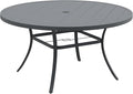 DIFY Patio Round Dining Table, 53" All Weather Round Outdoor Table with 1.57" Umbrella Hole for 8 Person, Perfect for Yard, Balcony and Lawn, Grey