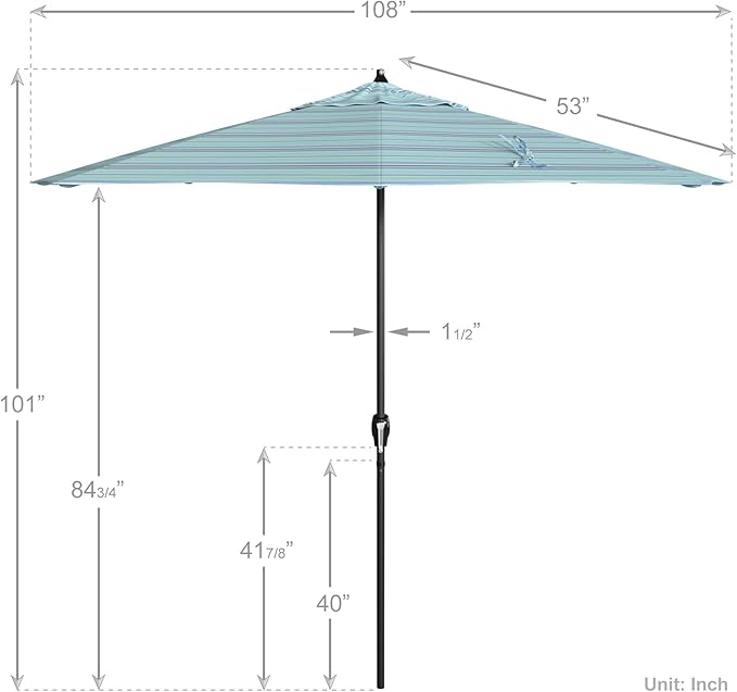 California Umbrella 9' Rd Aluminum Patio Umbrella, Crank Lift, Auto Tilt, Black Finish, Sunbrella Dolce Oasis
