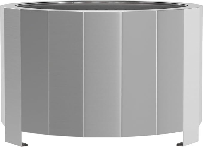 Flash Furniture Titus Commercial Grade Wood Burning Smokeless Outdoor Firepit - Fingerprint Resistant Stainless Steel - 27 inches - Portable - Waterproof Cover