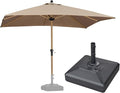 PURPLE LEAF 10' x 10' Square Patio Umbrella with Base Outdoor Umbrella Market Umbrella with Crank & 8 Ribs Aluminum Outdoor Table Umbrella for Pool Deck Backyard, Taupe