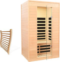 2 Person Infrared Sauna with Wood Backrest, 1500Watt Low EMF Far Infrared Sauna for Home Spa, Hemlock Indoor Personal Sauna with Blue-Tooth Speaker, 2 Reading Lights,1500W/120V/15A