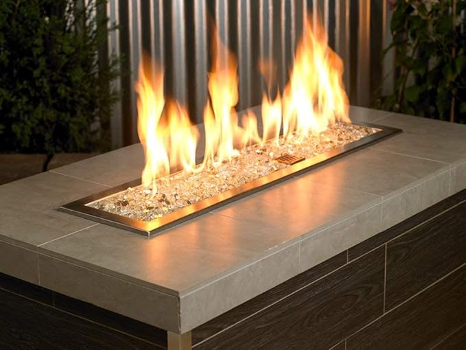 Grisun Gold Fire Glass for Fire Pit - 1/2 Inch High Luster Reflective Tempered Glass Rocks for Natural or Propane Fireplace, Safe for Outdoors and Indoors Firepit Glass, 10 Pounds