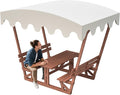 Rueekfil Outdoor Solid Wood Picnic Table with Bench Set & Removable Waterproof Canopy, All-Weather Commercial Camping Table for School, Patio Garden Deck Park Beach, Brown