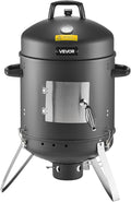 VEVOR Charcoal Smoker, 16" Vertical Charcoal BBQ Grill, Coated Steel Barbecue Smoker with 2 Grilling Grates, Thermometer, Air Vents & Removable Ash Tray, Ideal for Backyard Patio Parties Cooking