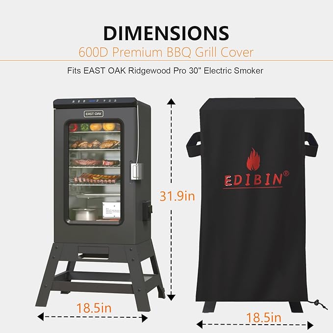 Smoker Cover Fit for East Oak Ridgewood Pro 30" Electric Smoker, Waterproof Grill BBQ Cover Vertical Smoker Covers