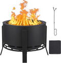 GarveeLife 26 in Smokeless Fire Pit with Ash Tray Base,Smokeless Outdoor Firepits with Adjustable Foot&Fire Poker,Firepit with Dust Bag,Outdoor Fire Pits for BBQ,Bonfire,Camping