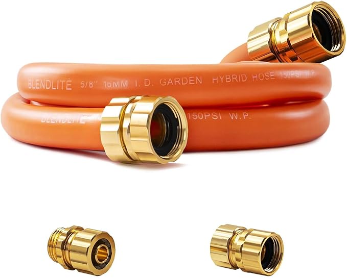 5/8" x 3ft Hybrid Garden Hose, Custom Length, -40°F to 150°, NO Kink, Flexible, Leakproof water Hose With Additional Customizable Solid GHT Fittings, Female to Female Leader Hose