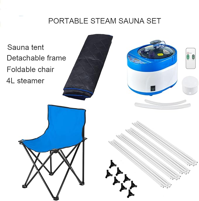 ZONEMEL Full Size Portable Steam Sauna Kit, Personal Full Body Sauna Spa for Home Relaxation, 4 Liters 1500 Watt Steamer, Remote Control, Timer, Foldable Chair (Black, Clear Door)