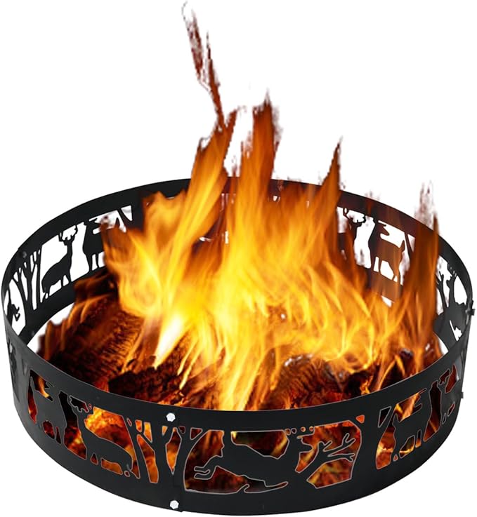 Fire Ring, Fire Pit Ring for Outdoors 36x9IN, Firewood Burning Ring for Patio Backyard, Openwork Fire Ring for Camping