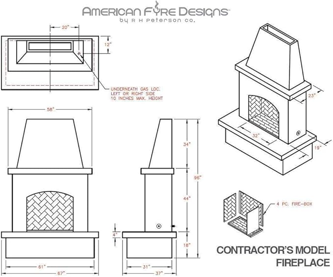 Contractor's Model Outdoor Fireplace | American Fyre Designs (Vented)