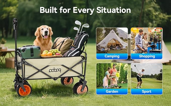 Electric Collapsible Garden Wagon Cart with Wheel,Rolling Foldable Metal Utility Wagon Carts,100w Power and 300lb Capacity, Portable for Camping,Sports,Shopping,Groceries,Laundry