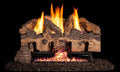 Peterson Real Fyre 18-inch Charred Gnarled Split Oak Log Set With Vent-free Natural Gas Ansi Certified G10 Burner - Variable Flame Remote