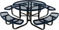 COATEDOUTDOORFURNITURE Heavy-Duty Portable Outdoor Kids Table with Umbrella Hole, Expanded Metal Kids Picnic Table, Commercial-Grade, Made in America (46 in, Round, Childrens, Dark Blue)