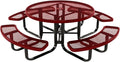 COATEDOUTDOORFURNITURE Heavy-Duty Portable Outdoor Kids Table with Umbrella Hole, Expanded Metal Kids Picnic Table, Commercial-Grade, Made in America (46 in, Round, Childrens, Textured Burgundy)